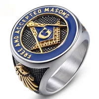 

men's custom gold vintage steel mason ring