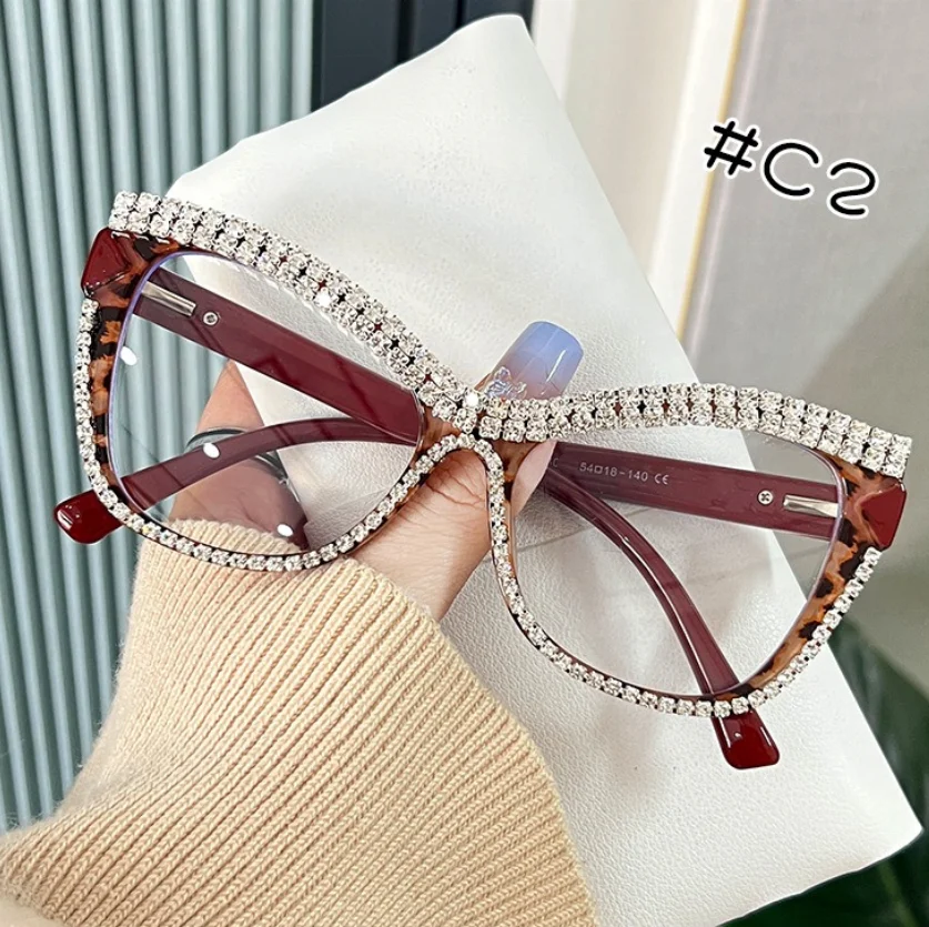 

Fashion Diamond Flat Light Glasses Eyeglasses Optical Spectacle Eyeglasses 2023 Cat Clear Lens Frame For Ladies