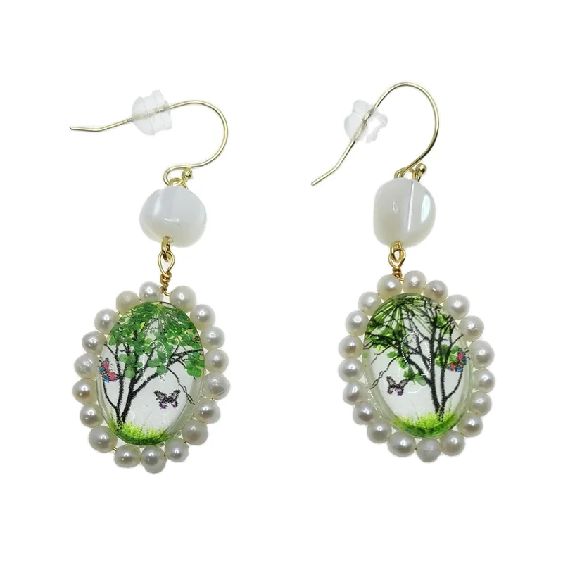 

E515 Fashion Irregular Stud Earring Mother of Pearl Freshwater Pearl 925 Sterling Silver Real Pearl Jewelry