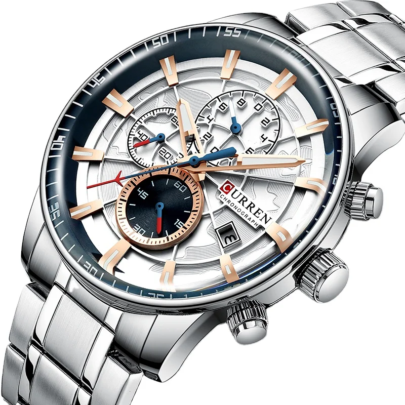 

CURREN 8362 Men's Watches Quartz Wristwatches Chronograph Business Watch Sports Stainless Steel Relogio Masculino