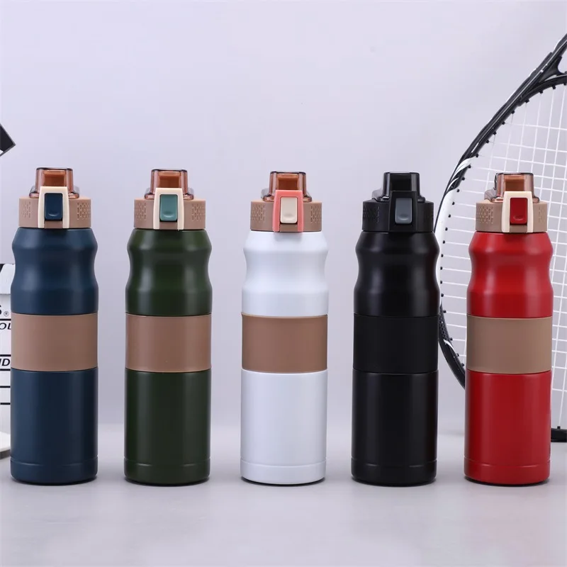 

stainless steel insulated water bottle with buckle lock outdoor portable cup sports hydroo flask water bottle