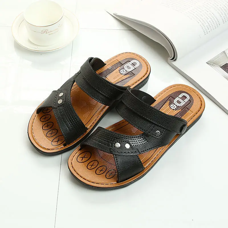 

High quality genuine leather shoes men sandals for men, Black/ brown