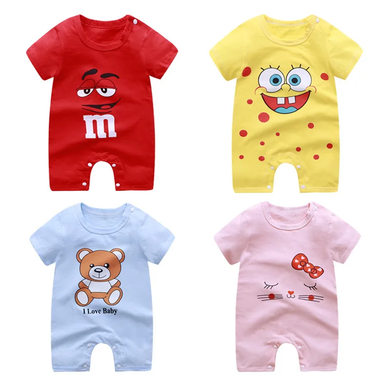 

Low price clothes unisex colorful short sleeve cotton Baby Romper Jumpsuit