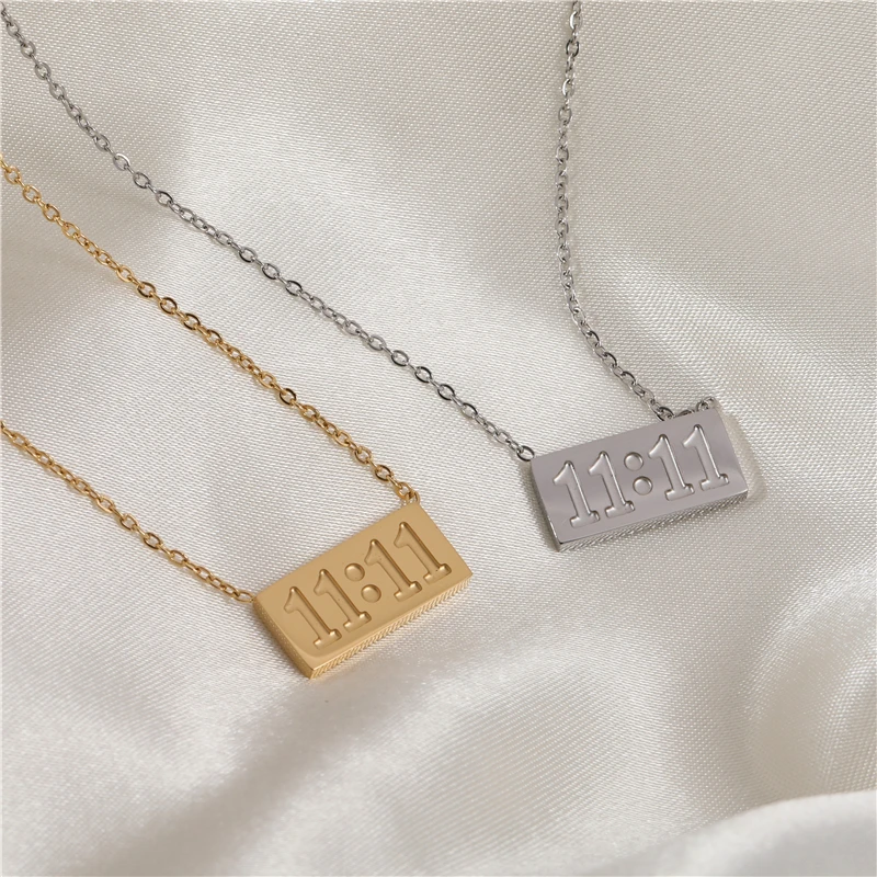 Joolim Jewelry 18K Gold Plated Trendy 11:11 Number Necklace Stainless Steel Jewelry Wholesale