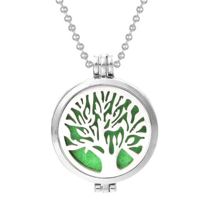 

Tree of Life Aroma Diffuser Pendant, Aromatherapy Locket Necklace Jewelry, Stainless Steel Essential Oil Diffuser Necklace, Sliver