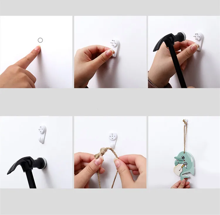 Powerful Hanging Wall Nail Hook Wedding Photo Hanging Nail Painting Photo Frame Plastic Hook