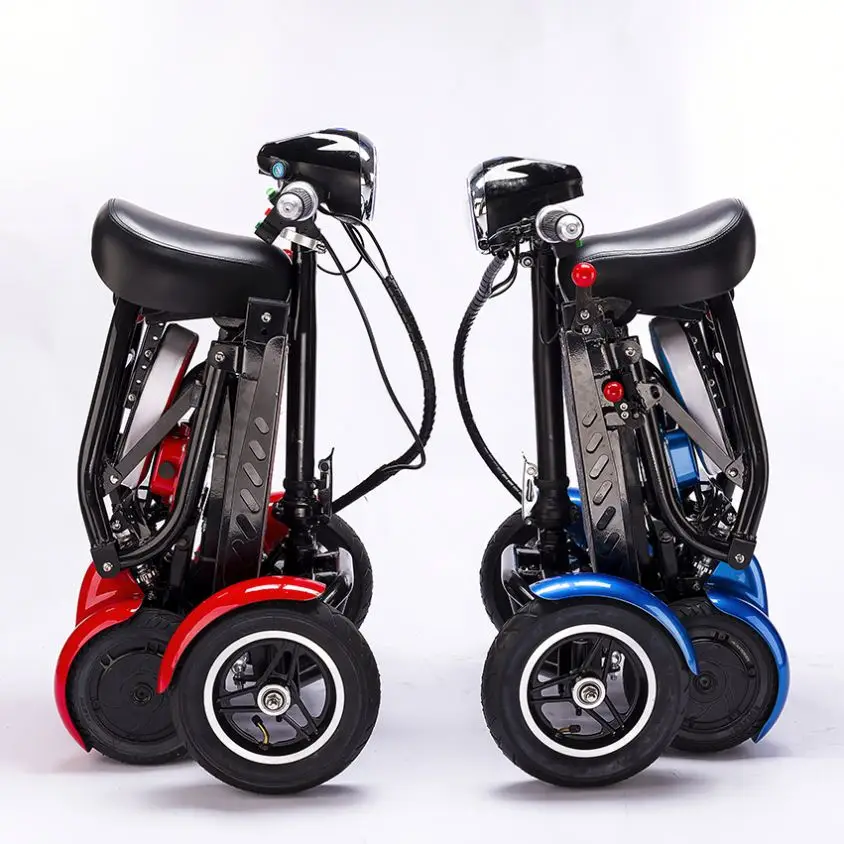 

Foldable 4 Wheel Electric Mobility Scooter, Black white blue and customized