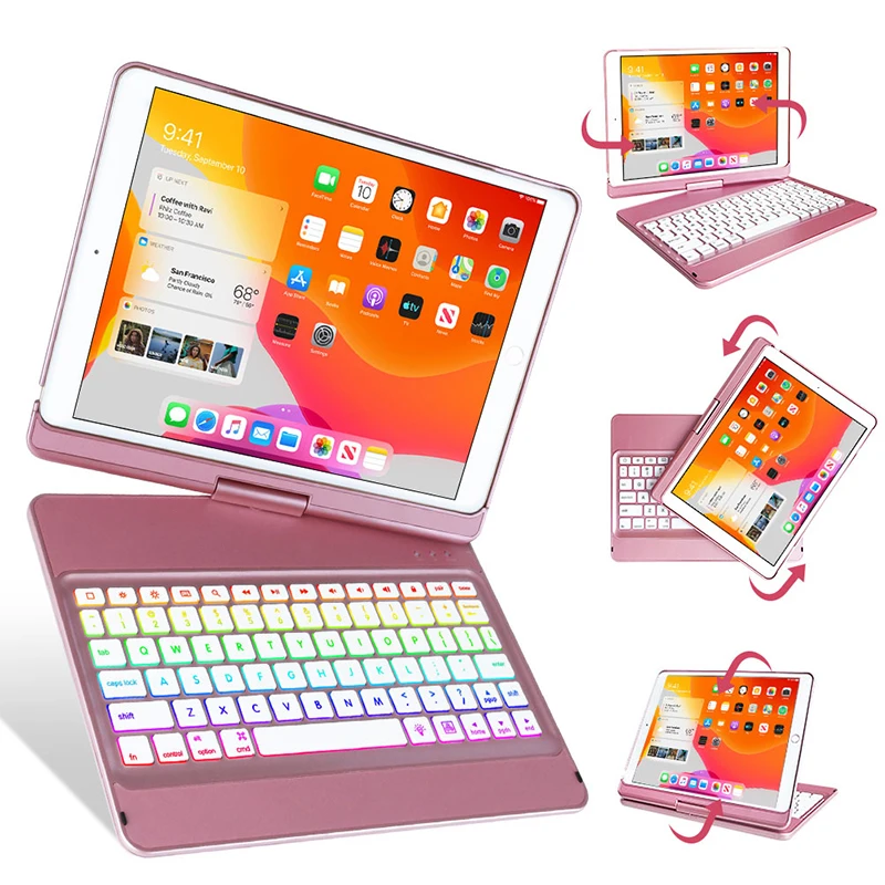 

360 rotating luxury kids 10.2 inch tablet case with bt keyboard and pencil holder for ipad, Customized color