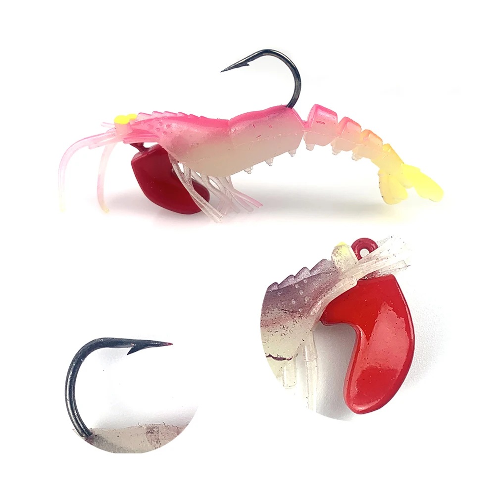 

Fishing soft shrimp lure Colorful Sinking lead fishing soft shrimp lure with Hooks luminous UV soft bait lure live shrimp soft