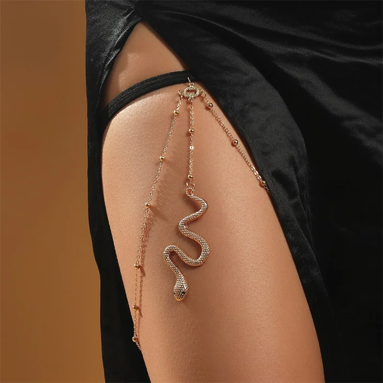 

Metal Long Tassel Elastic Leg Chain Jewelry for Bohemian Sexy Women Multi-layers Snake Body Chain Leg Thigh Body Accessories