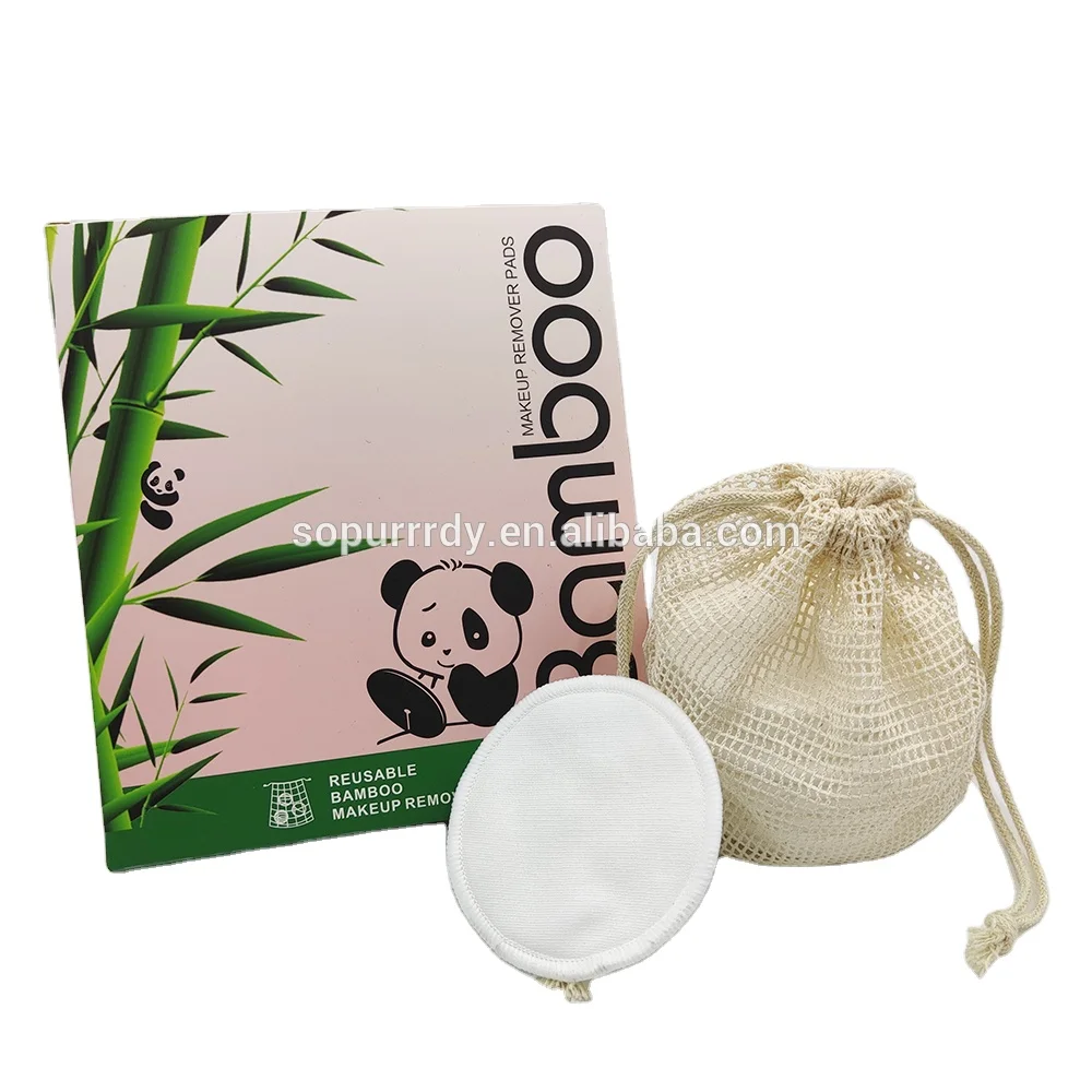 

Bamboo Reusable Cotton Round Cosmetic Makeup Make-Up Eco Friendly Organic Biodegradable Cotton Rounds Remover Pads Washable, White or customized color