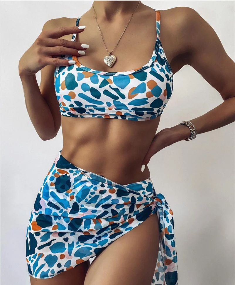 

ZY5156 Custom Logo Sexy Colorful Cover Up 3 Three Piece Bikinis Woman Swimwear