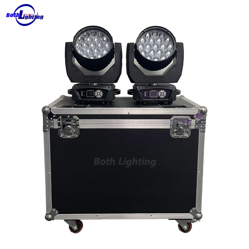 

Bothlighting 2pcs with flight case DJ light LED Beam Wash 19x15W Mac aura RGBW Zoom Moving Head light disco stage light
