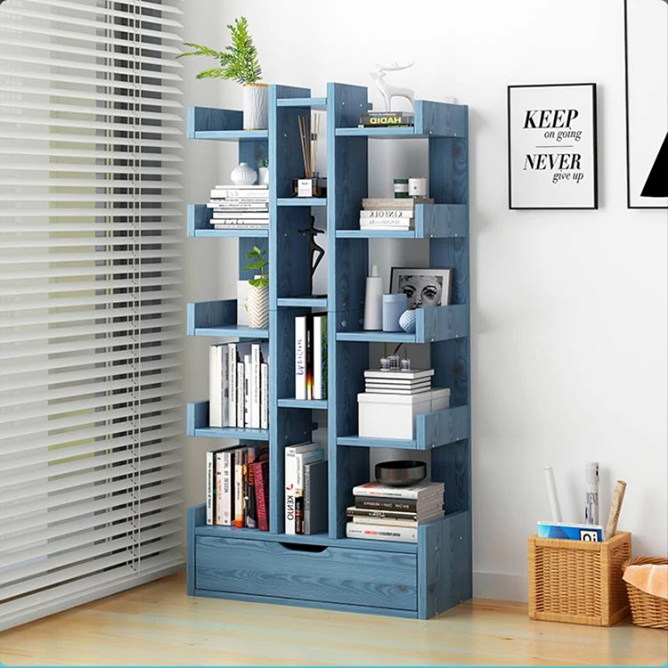 
blue floor modern wooden wood kids book shelf 