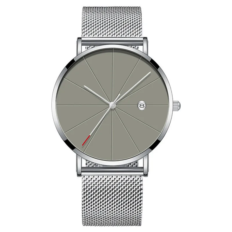

Most Popular Products Luxury Cheap Calendar Men Watches Simple Stainless Steel Mesh Strap Custom Watch Jam Tangan, Picture