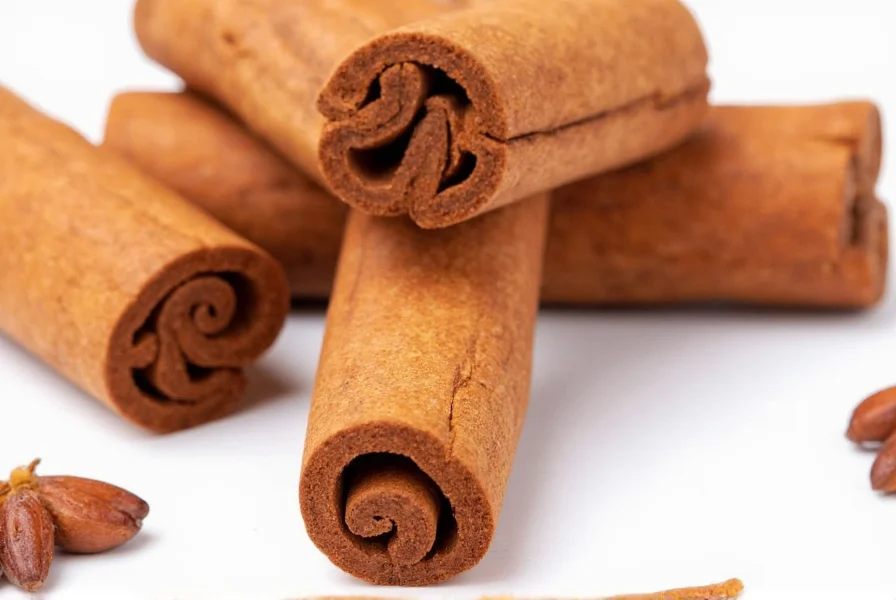 Close-up of cinnamon sticks and ground cinnamon next to measuring spoons showing proper dosage for weight management