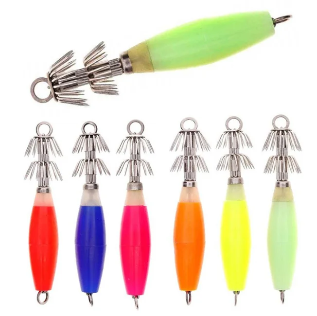 

Commercial Stainless Steel Dark Red Hard Body Luminous Squid Fishing Jig