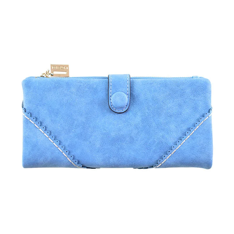 

Sewing thread and Matte and solid color style PU material young lady clutch making bag long wallet card holder