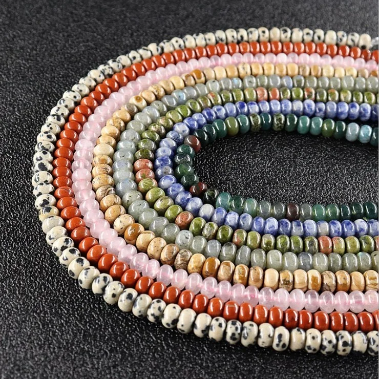 

5*8mm&4*6mmNatural Stone Beads,60 Kinds of Abacus Wheel Rondelle Natural Beads,Gemstone Loose Beads for Jewelry Making