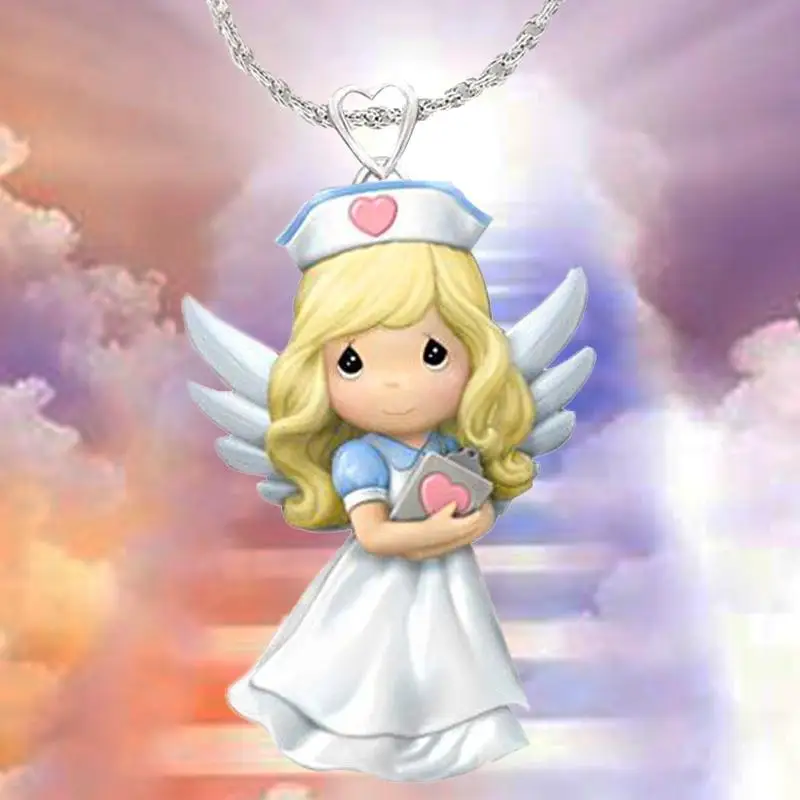 

Exquisite Fashion Creative Girl Pendant Heart-shaped Jewelry Beautiful Angel Wings Cartoon Nurse Necklace