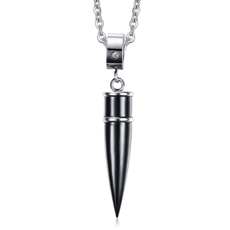 

Trending Mens Stainless Steel Jewelry Necklace Fashion Bullet Pendant, Black, gold, silver, black