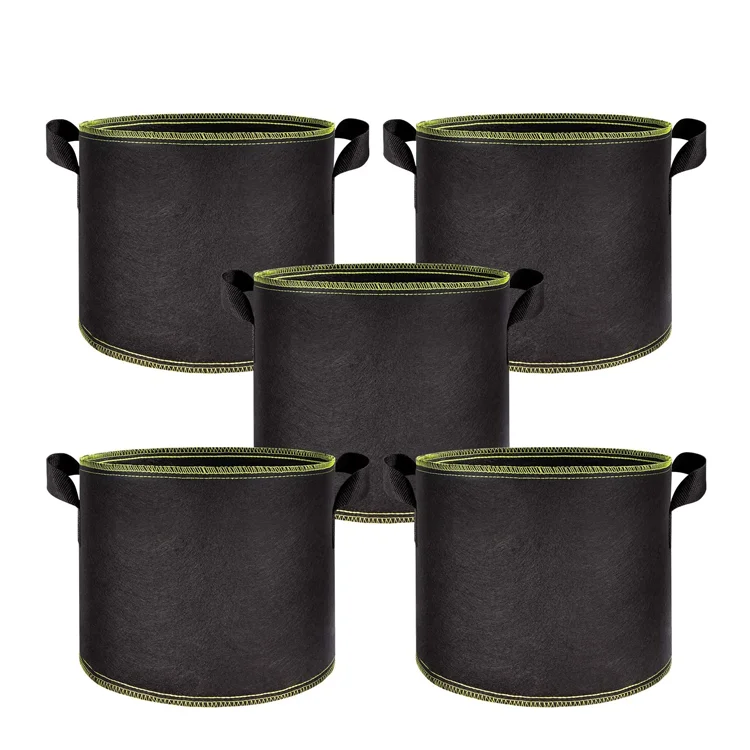 

Heavy Duty Non woven Plant Fabric Pots 5 Gallon Felt Garden Grow Bag with Handles, Black