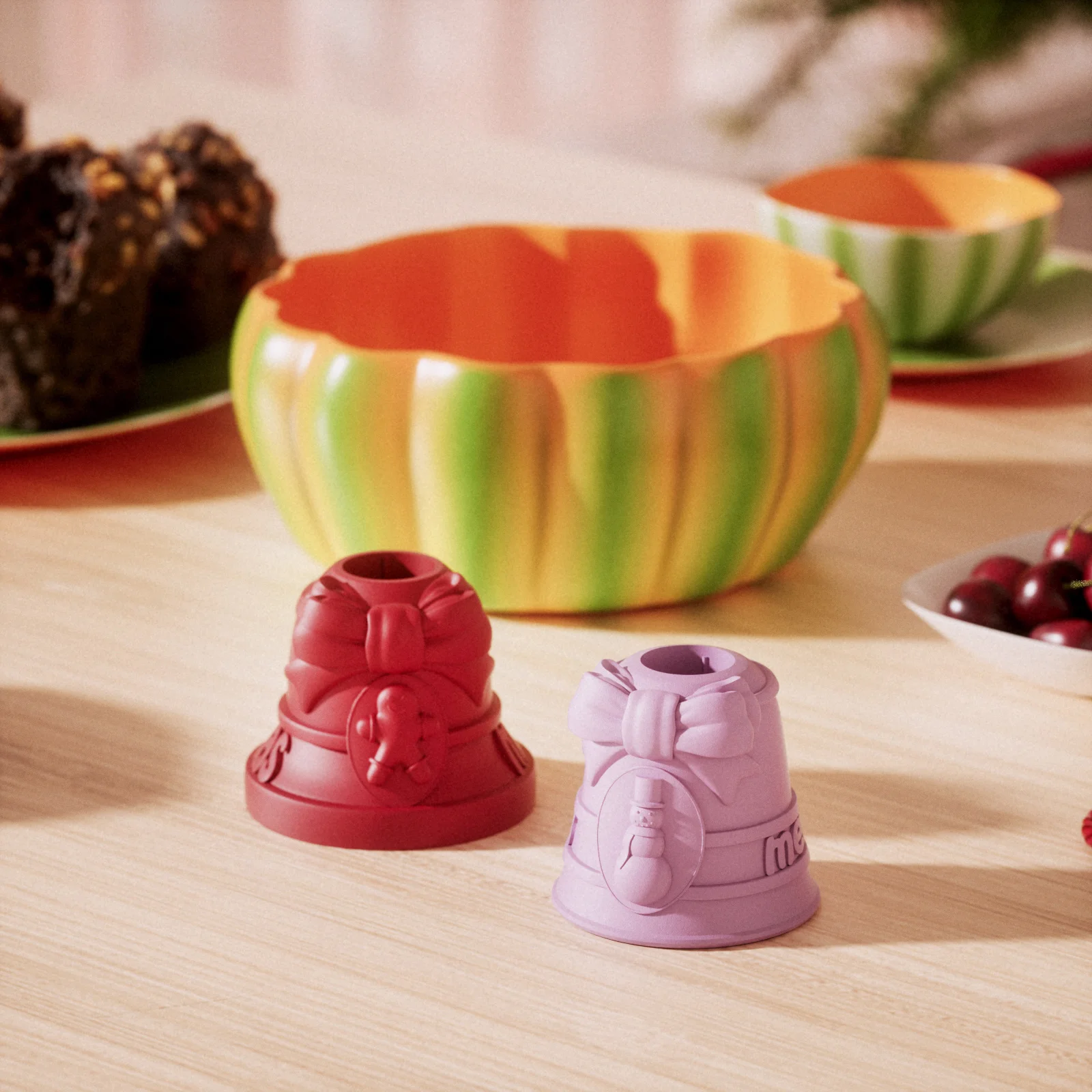 Nicole Eco-Friendly CE Certified Christmas Small Jingle Bell Concrete Cement Candlestick Holder Silicone Mold