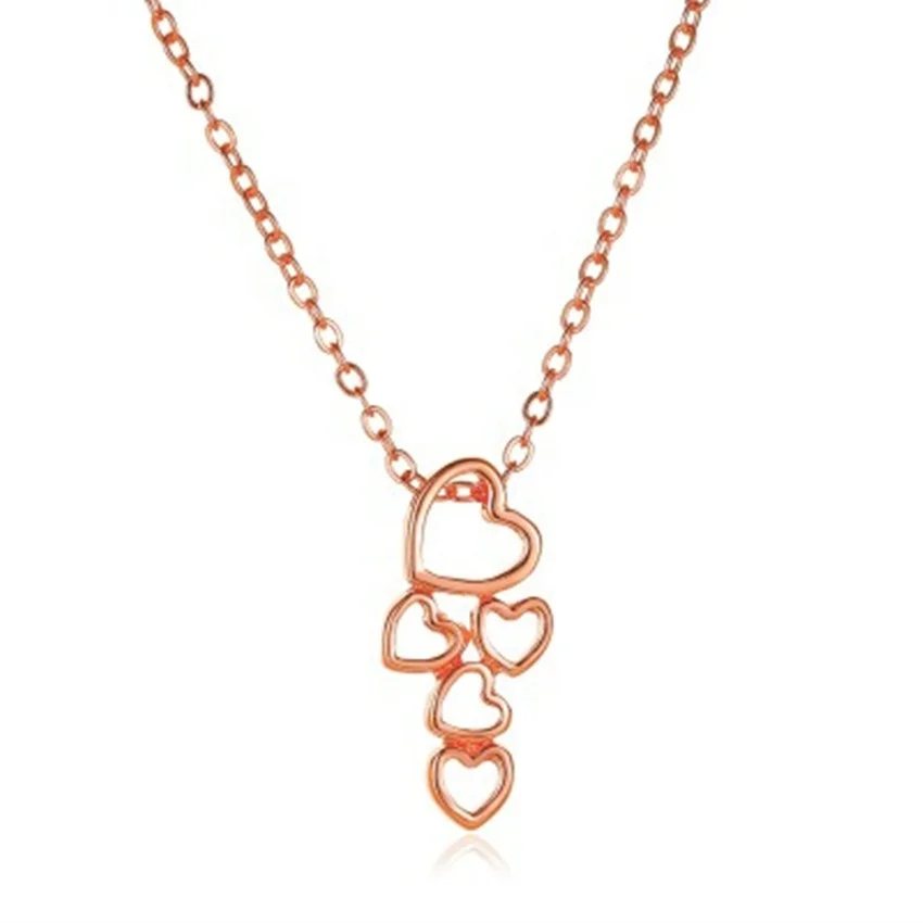 

Best Selling 5 Heart String Pendant Necklaces Simple Creative Women's Pendant Necklaces, Silver/gold/rose gold/black