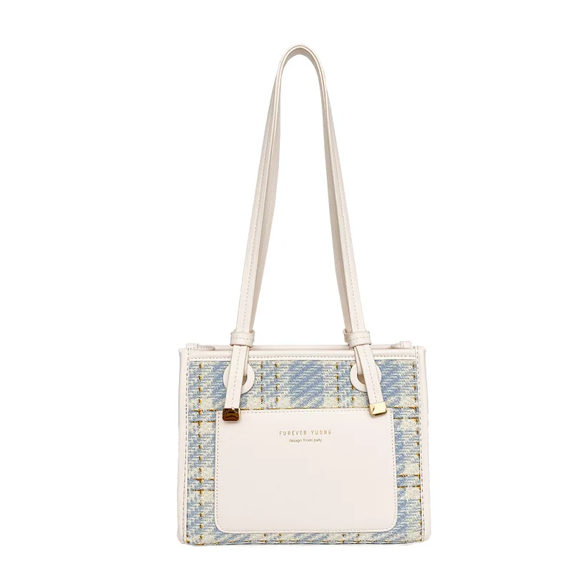 

2021 Autumn Fashion Trendy Plaid Handbags Printed Portable Tote Bag Women's Armpit Shoulder Bag