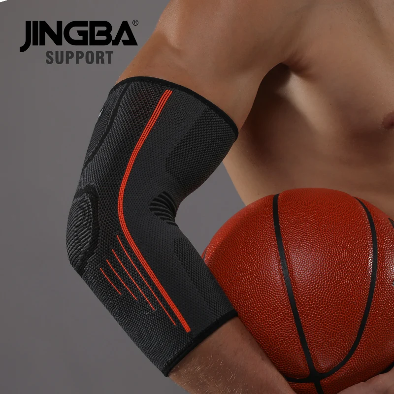 JINGBA Factory Customizable Flexible Sports Elbow Support Nylon Baseball Brace Bandage Tennis Elbow Arm Pads Compression