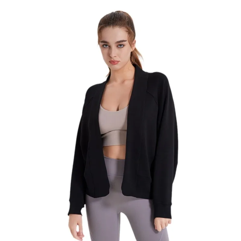 Air Layer Autumn and Winter Exercise Coat Women's Overall Breathable and Loose Yoga Cardigan Casual Sweatshirt