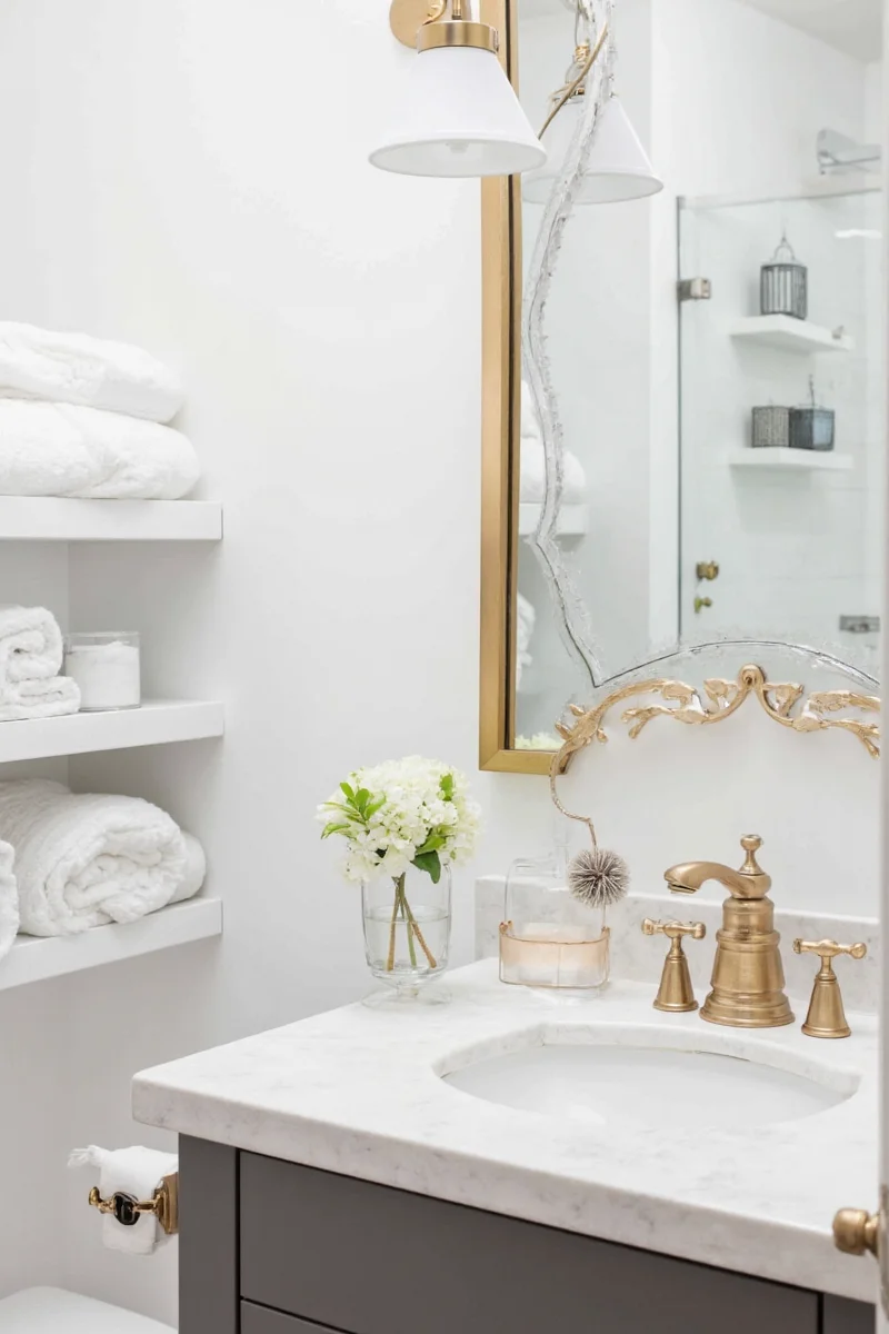 Cute rubber duck decor in a family-friendly bathroom