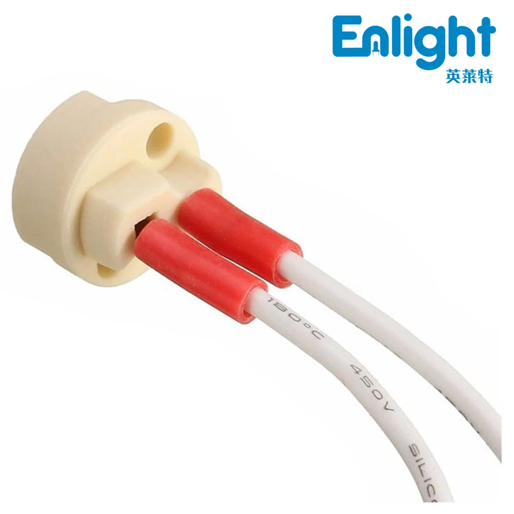
Durable G5.3 Gu5.3 Light Socket, CE Halogen led MR11 MR16 lamp holder, Ceramic spotlight lamp holder with 10cm Silicon Wire 