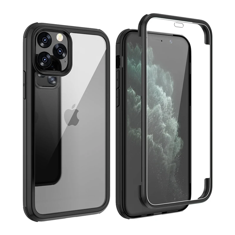 

High Quality No Magnet Phone Case For iPhone 11 PRO Cover Hard Tempered Glass Case 360 Full Protection iPhone X Glass Cover