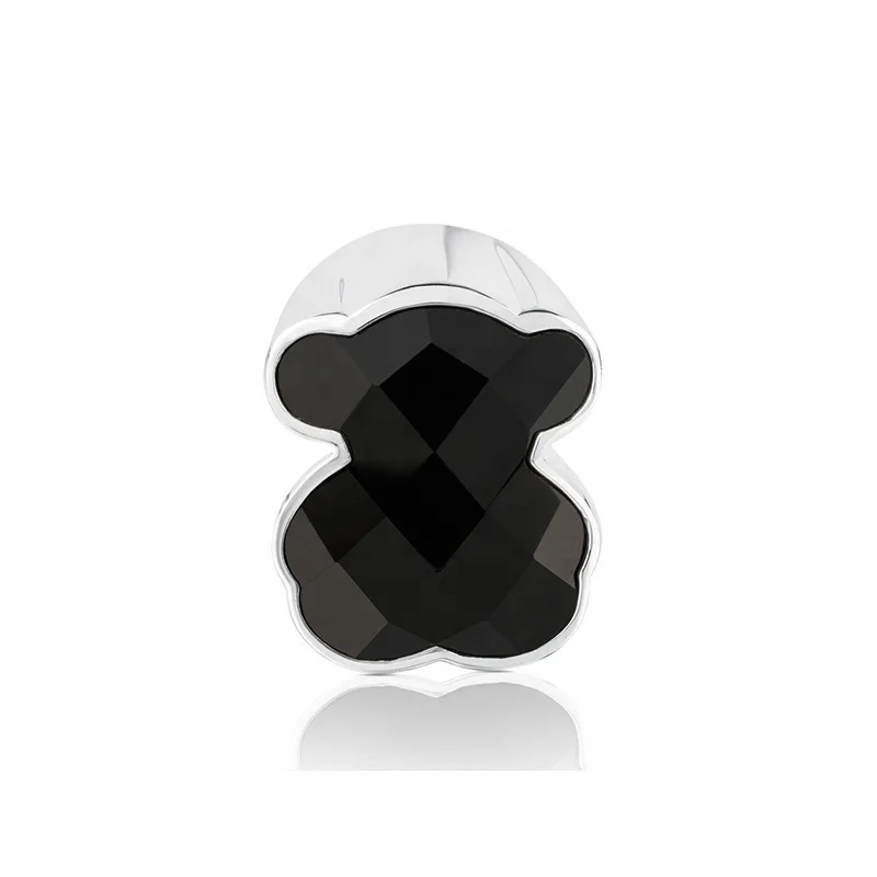 

2019 S925 Silver Color Ring with Onyx Classic Bear Female Jewelry Engagement Ring