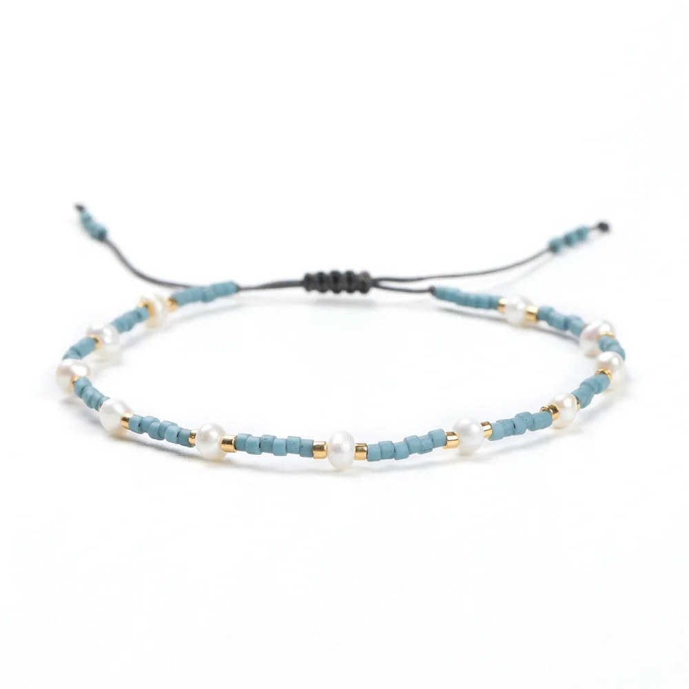 

Baroque pearl bead bracelet multi color  handmade woven bead bracelet, As picture