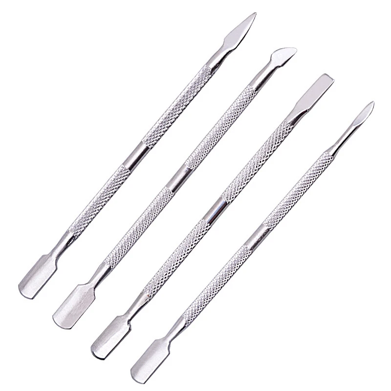 

4 Pcs/Set steel Double-ended Cuticle Pusher Dead Skin Remover Manicure Cleaner Care Nails Art Tool, Black