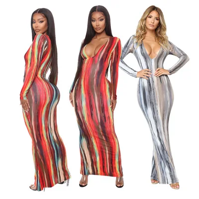 

D0267 2021 New Arrivals Woman Sexy Bodycon tie dyed Summer Dress