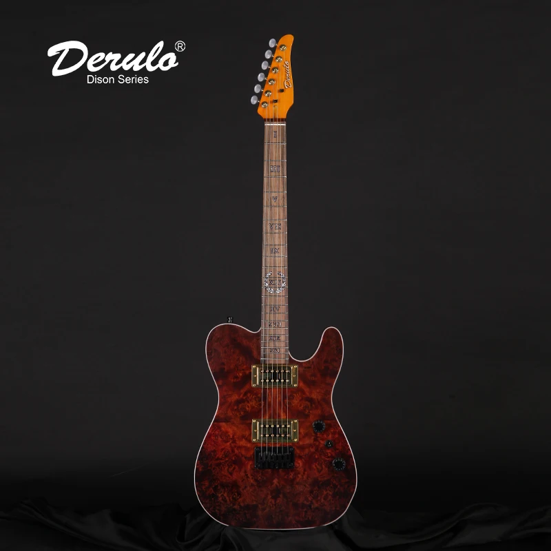 

Derulo Electric Guitar OEM Hige Quality 6Strings TL tyoe Burl Top Canadian Maple Neck customization Customshop