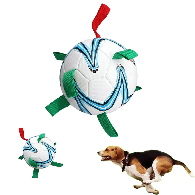 

Amazon Hottest Dog Accessories Funny Dog Toy Pu Pet Soccer Ball With Grab Tabs Interactive Dog Toys Football