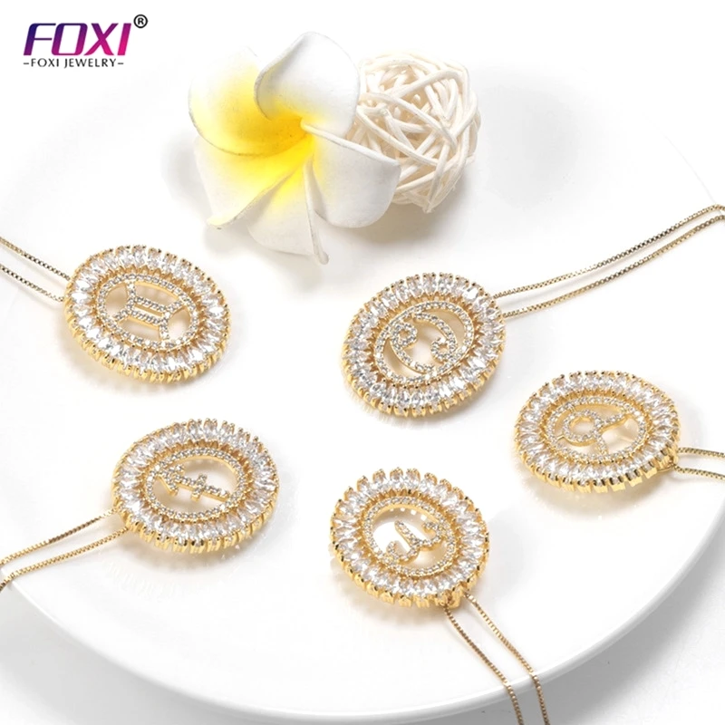 

P223 Zodiac Sign Necklace Foxi Silver Plated CZ Stones Diamond Fashion Zodiac Jewelry For Women