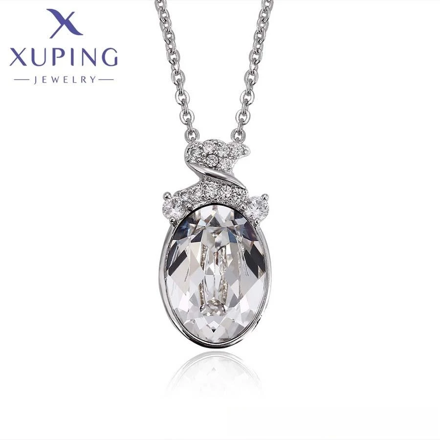 

43603 xuping jewelry New romantic Valentine's Day necklace Platinum plated color Women simple exquisite luxury crystal necklace