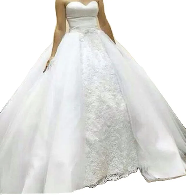 

FA01 White A Line Sweetheart Ball Gown Organza Skirt Wedding Dress Customized Made Vestidos De Novias Hot Sale Wedding Gowns, Default or custom