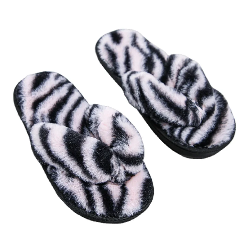 

Fluffy plush flat fashion wholesale women's slippers warn fur flip flops indoor and outdoor high quality, Customized color