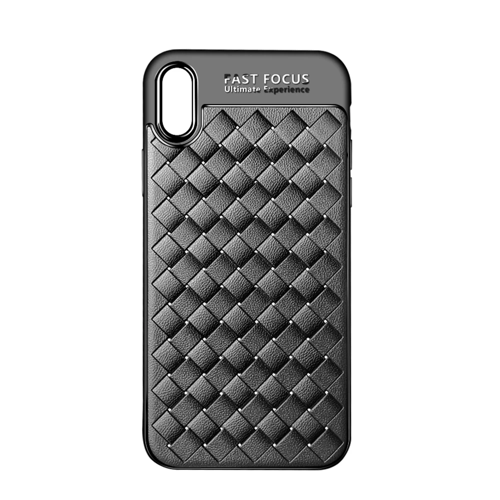 Fashion Premium Woven Pattern PU Leather TPU Phone Case For iphone X