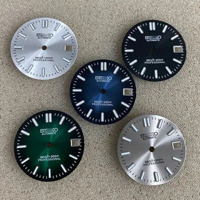 

New dial with 28.5mm bar studs modified dial with green glow suitable for NH35/4R/7S movement