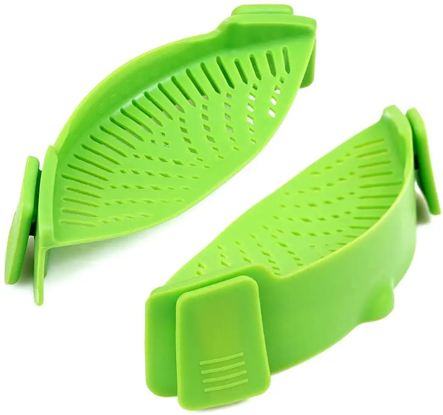 

Heat Resistant Clip On Strain Strainer Rice Colander Kitchen Snap N Silicone Strainer, Any pantone color available