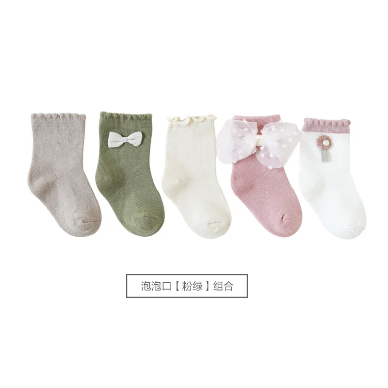 

20 New Spring Baby Lace Socks and Autumn Girl Cute Bow Middle Stockings