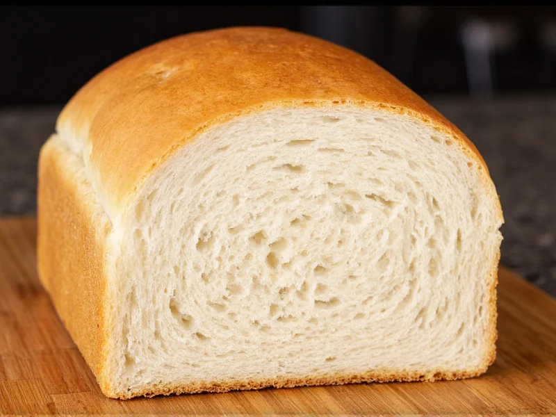 Sliced homemade white bread showing perfect airy crumb structure