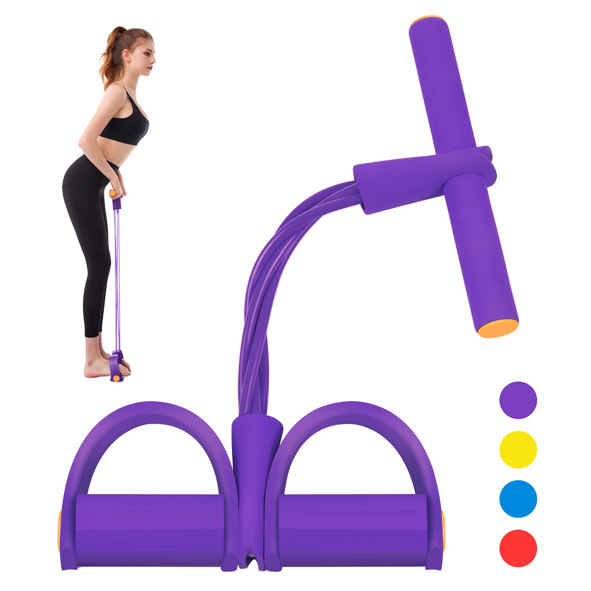 

Segorts Elastic Yoga Pedal Pull rope Resistance Band for Abdomen/Waist/Arm/Leg Stretching Slimming Training, Pantone color